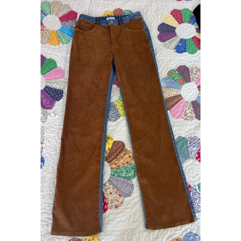 Good American Women's Jeans Icon Mixed Media Denim Faux Suede Size 8 western